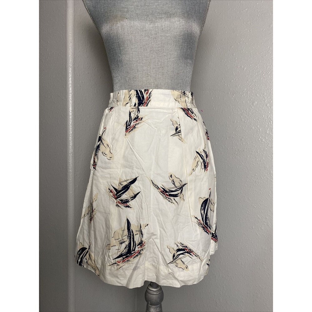 LL Bean Signature Skirt Women's XXS White Sailboat
